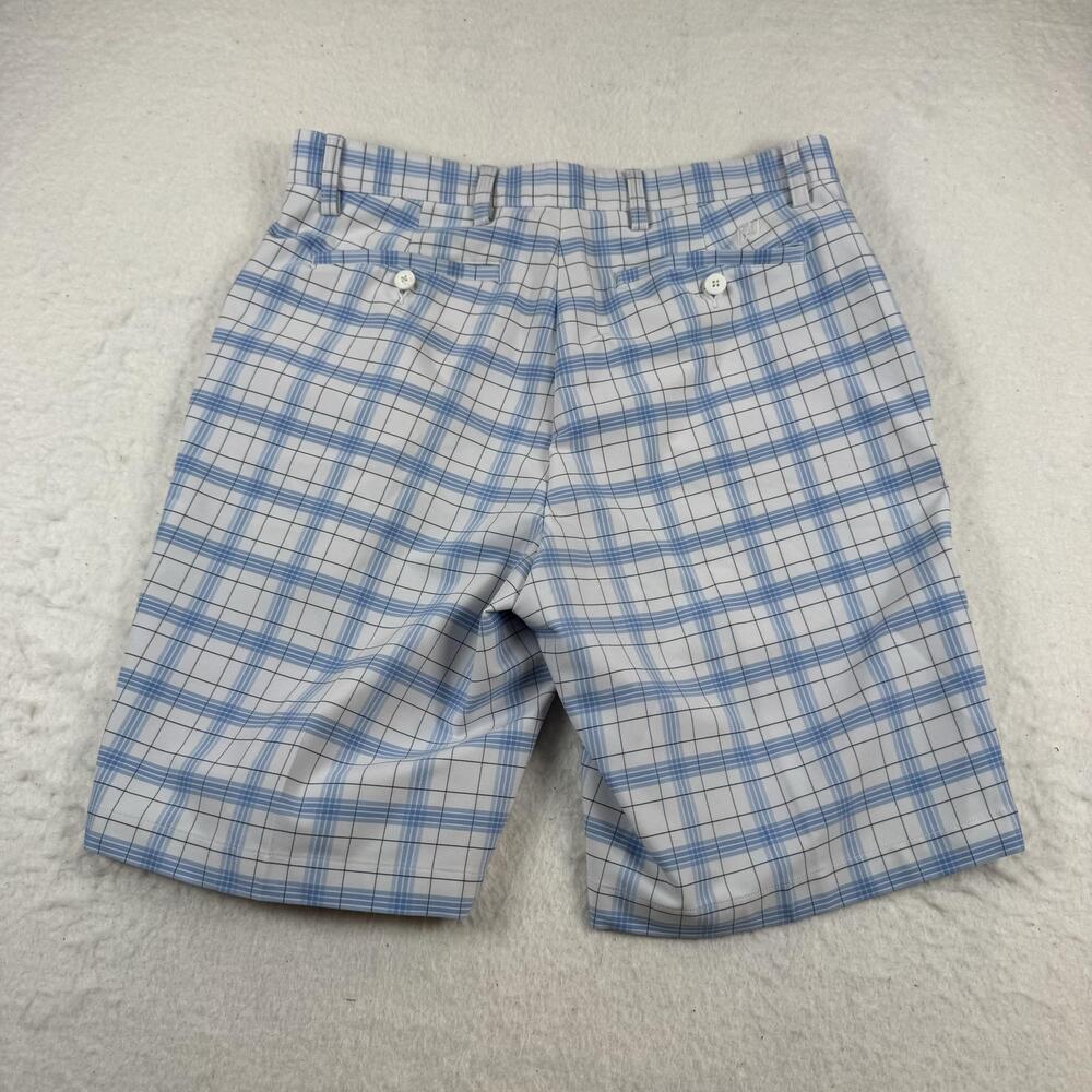 FootJoy Shorts Mens Size 32 Blue Plaid Chino Golf Stretch Microfiber Pockets - Picture 7 of 9